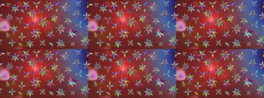 Küçük çiçekte güzel bir desen. Küçük renkli çiçekler. Moda baskıları için zarif bir şablon. Çiçekli bahar çiçekleri. Motley illüstrasyonu.