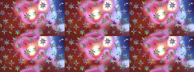 Raster illüstrasyonu. Kahverengi ve pembe renklere karalamalar çizilmiş çiçek deseni.