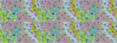 Raster illüstrasyonu. Tarafsız ve gri renklerde çiçekler. Çiçek desenli eskiz, vuruşlar, sıçramalar, yaz çiçekleri..