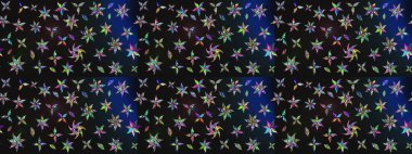 Raster illüstrasyonu. Çiçekli karalama şeklinde Raster çiçek deseni. Gri ve mavi renkte bahar çiçekleri.