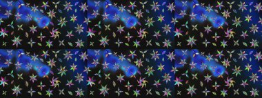 Tekstil için figür. Poster ya da kapak için arka plan. Davetiye ve kartpostal tasarımı için dekoratif çiçek unsurları. Yapraklı çizim şekli. Sevimli zarif çiçekler Raster illüstrasyonu.