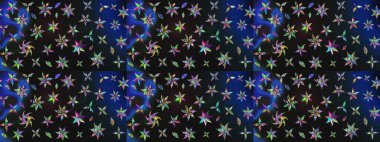 Gri ve mavi renkte çiçekler. Robot resim. Şirin çiçek elementleri. Raster illüstrasyonu.