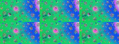 Çiçek kompozisyonu, el boyası, hassas şablon. Manzaralı çiçek deseni. Üst manzara, yumuşak yeşil ve mavi renkli. Sevgililer günü ve tebrik kartı konsepti için şık bir davet.