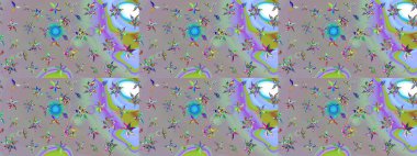 Raster. Renkli Bahar Teması eskiz kalıbı. Düz Çiçek Elementleri Tasarımı.