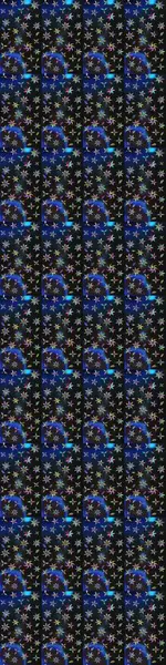 Üzerinde gelincikler ve vadi zambakları olan renkli çiçek desenli nakış deseni. Tekstil tasarımı için gri ve mavi renkli geleneksel halk çiçekleri..