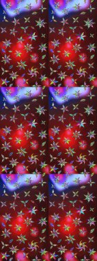 Kahverengi ve kırmızı renklerde. Güzel kumaş deseni. Raster illüstrasyonundaki çiçek desenli çizim. Raster illüstrasyonu.