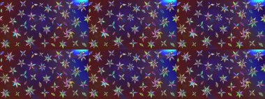 Soyut etnik raster çizim kalıbı. Çiçekler. Vadinin çiçekleri menekşe ve mor renklerde.