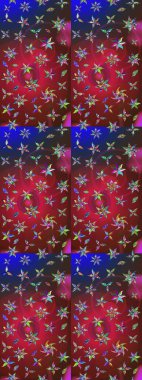 Kumaş, tekstil, duvar kağıdı baskısı için. Miles Fleur, süslü püslü bir süs. Eskiz geçmişi. Raster illüstrasyonu. Tomurcukları papatya çiçekleri olan sevimli bir çiçek deseni. Antika retro tarzı.