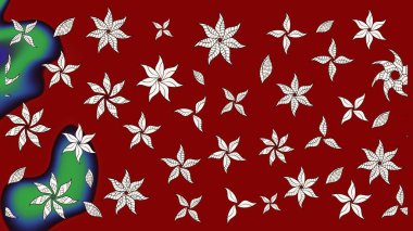 Robot resim. Kırmızı ve nötr renklerde çiçekler. Raster illüstrasyonu. Şirin çiçek elementleri..