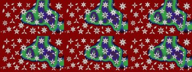 Çiçekler kırmızı ve yeşil renklerde. Düz Çiçek Elementleri Tasarımı. Renkli Bahar Teması eskiz kalıbı. Raster illüstrasyonunda çiçek deseni çizimi.