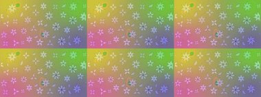 Tarafsız ve yeşil renklerde çiçekler. Raster düz çiçek çizim deseni. Tasarım hediye paketi, tebrik kartları, posterler ve afiş tasarımı.