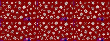 Renkli Bahar Teması eskiz kalıbı. Düz Çiçek Elementleri Tasarımı. Raster illüstrasyonundaki çiçek desenli çizim. Kırmızı ve nötr renkte çiçekler.