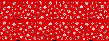 Ağaç dallı bahar çiçekli desen, kırmızı renklerde ve çiçek siluetinde nötr renk. Raster deseni.