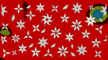 Kırmızı ve nötr renkler üzerine çiçek desenli çizimler, el yapımı papatyalar, papatyalar. Tekrar eden çiçek arkaplanı, zarif kırmızı ve nötr çiçek duvar kağıdı.