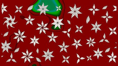 Millefleur 'lar. Küçük kırmızı ve nötr çiçeklerle oldukça eski bir besin torbası deseni. Tekstil, kumaş, kapaklar, duvar kağıtları, baskı, paket, koleksiyon defteri, örgü, dekupaj için çiçek arkaplanı..