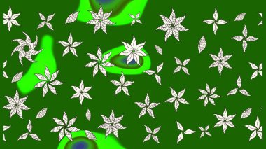 Tekstil, kumaş, ambalaj, hatıra defteri için hoş bir çiçek arkaplanı. Elle çizilmiş çiçek desenli Raster çizimi. Yeşil ve nötr arkaplanda. Çocuksu tasarım.