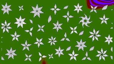 Yeşil ve nötr renklerde çiçekler. Hediye ambalaj kağıdı, tebrik kartları, posterler ve pankart tasarımı. Raster düz çiçek çizim deseni.