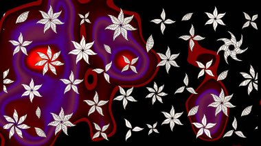 Raster illüstrasyonu. Çizim çiçek deseni duvar kâğıdı olarak kullanılabilir. Siyah ve mor renkte çiçekler.