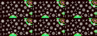 Parlak renkli çiçekleri olan ve siyah ve nötr renklerde yaprakları olan harika bir çiçek deseni. Modern çiçek arkaplanı. Moda baskıları için zarif bir şablon. Halk stili.