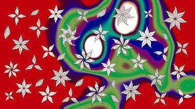 Güzel kumaş deseni. Raster illüstrasyonu. Renkli Bahar Teması eskiz kalıbı. Asya tekstil tarzında. Çiçek desenli çizim. Düz Çiçek Elementleri Tasarımı.