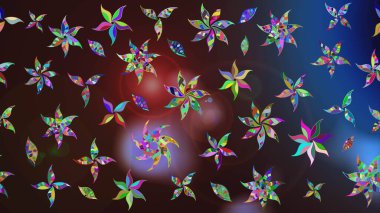 Küçük çiçekteki sevimli çiçek deseni. Kahverengi ve mavi renkte çiçekler.