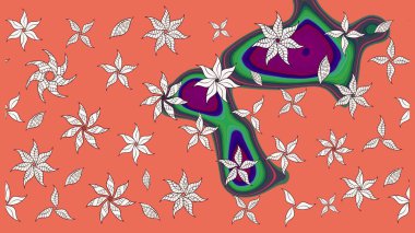 Fantezi çiçekli eskiz deseni, doğal duvar kağıdı, çiçek desenli kıvrım çizimi. Paisley el çizimi elementler. Ev dekoru.