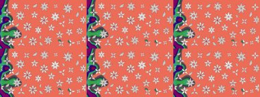 Raster illüstrasyonu. Soyut çiçek çizim kalıbı arka planı. Turuncu ve nötr renklerde. Küçük çiçekteki sevimli çiçek deseni. Raster deseni.