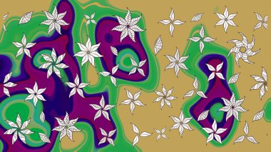 Raster Yumuşak kumaş deseni. Çiçek sarısı ve yeşil çizim deseni. Klasik taslak çizimi. Raster çiçek izi..