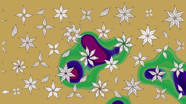 Renkli Bahar Teması eskiz kalıbı. Raster illüstrasyonu. Düz Çiçek Elementleri Tasarımı. Sarı ve nötr renklerde çiçekler. Çiçekli çiçek deseni, suluboya..