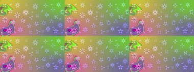 Düz Çiçek Elementleri Tasarımı. Raster illüstrasyonundaki çiçek desenli çizim. Güzel kumaş deseni. Renkli Bahar Teması çizim şablonu.