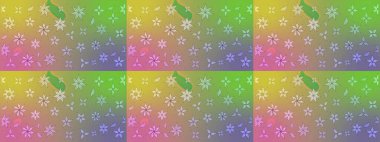 Renkli Bahar Teması eskiz kalıbı. Tarafsız ve yeşil renklerde çiçekler. Raster illüstrasyonundaki çiçek desenli çizim. Düz Çiçek Elementleri Tasarımı.