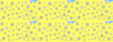 Çizim çiçek deseni duvar kâğıdı olarak kullanılabilir. Raster illüstrasyonu. Sarı ve beyaz renkte çiçekler.