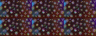 Çiçekli karalama şeklinde Raster çiçek deseni. Kahverengi ve mor renkli çiçekler. Nazik, narin çiçek arkaplanı.