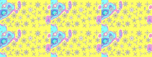 Manzaralı çiçek deseni. Çiçek kompozisyonu, el boyası, hassas şablon. Sevgililer günü ve tebrik kartı konsepti için şık bir davetiye. Üst görünüm, yumuşak sarı ve mavi renk.