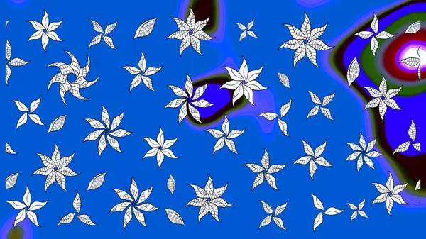 Küçük çiçekteki sevimli çiçek deseni. Raster deseni. Raster illüstrasyonu. Yumuşak, yaz çiçekleri mavi ve nötr renklerde.