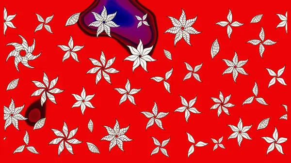 Raster çiçek izi. Çiçek kırmızısı ve nötr çizim deseni. Klasik taslak çizimi. Raster Yumuşak kumaş deseni.