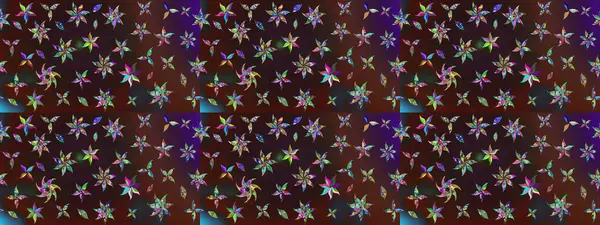 Asya tekstil tarzında. Raster illüstrasyonu. Kahverengi ve mor renkli çiçekler. Raster illüstrasyonu. Çiçek desenini çiz.