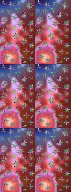 Kahverengi ve pembe çiçekli bahar çiçekleri. Küçük çiçekte güzel bir desen. Moda baskıları için zarif bir şablon. Küçük renkli çiçekler. Motley illüstrasyonu.