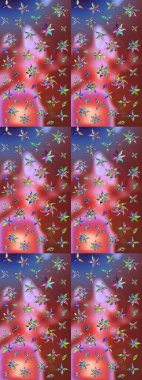 Kahverengi ve pembe çiçekli bahar çiçekleri. Küçük çiçekte güzel bir desen. Moda baskıları için zarif bir şablon. Küçük renkli çiçekler. Motley illüstrasyonu.