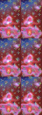 Düz Çiçek Elementleri Tasarımı. Sevimli çiçek raster deseni. Renkli Yaz Temalı eskiz kalıbı. Modaya uygun kumaş deseni.