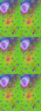 Tomurcukları papatya çiçekleri olan sevimli bir çiçek deseni. Eski usul. Eskiz geçmişi. Raster illüstrasyonu. Kumaş, tekstil, duvar kağıdı baskısı için. Miles Fleur, dandik süs.