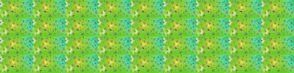 Soyut çiçek çizim kalıbı arka planı. Küçük çiçekteki sevimli çiçek deseni. Raster illüstrasyonu. Raster deseni. Yeşil ve sarı renklerde.
