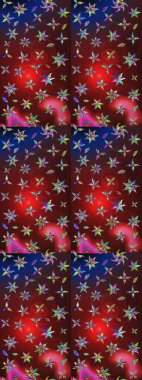 El çizimi. Çiçekli, yapraklı, çiçek desenli eskiz. Raster illüstrasyonu.