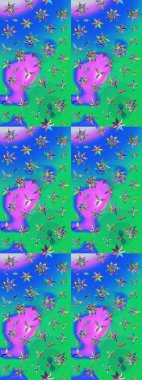 Düz Çiçek Elementleri Tasarımı. Taslak desenli, modaya uygun kumaş deseni. Raster illüstrasyonu. Renkli Bahar Teması eskiz kalıbı. Şirin çiçek elementleri..