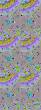 Çiçekli karalama şeklinde Raster çiçek deseni. Gri ve nötr renkte çiçekler. Yumuşak, bahar çiçekli arka plan.