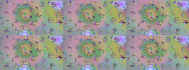 Şirin çiçek elementleri. Raster illüstrasyonu. Robot resim. Tarafsız ve yeşil renkte çiçekler.