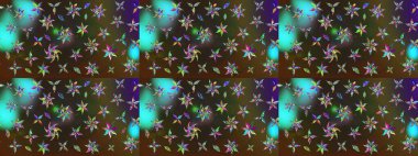 Renkli süs kenarı. Çizim kalıbı. Raster illüstrasyonu. Kahverengi ve yeşil renklerde. Çiçek duvar kağıdı. Hint süsü..