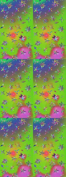 Raster Çiçek İllüstrasyonu güzel tekstil. Yeşil ve mor renkli etnik çiçeklerle zarif eskiz deseni.