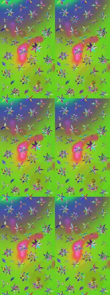 Renkli Yaz Temalı eskiz kalıbı. Yeşil ve mor renkli çiçekler. Düz Çiçek Elementleri Tasarımı. Raster illüstrasyonunda çiçek deseni çizimi.