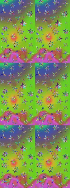 Yeşil ve mor renkli çiçekler. Raster illüstrasyonunda çiçek deseni çizimi.